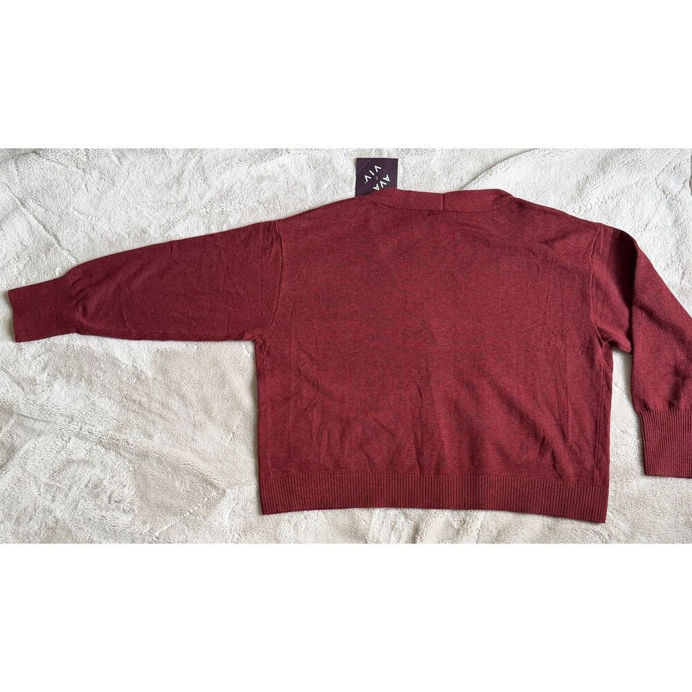 NWT AVA & VIV Maroon Cotton Blend Button‑Front Cardigan Size 1X Plus Cozy Layer - Picture 4 of 6